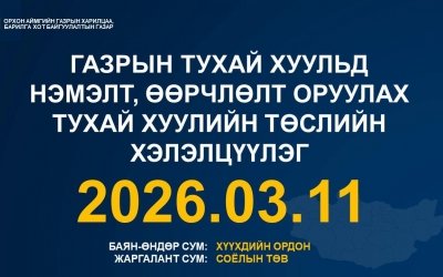 Газрын тухай хуульд нэмэлт, өөрчлөлт оруулах тухай хуулийн төслийн хэлэлцүүлэгт урьж байна.